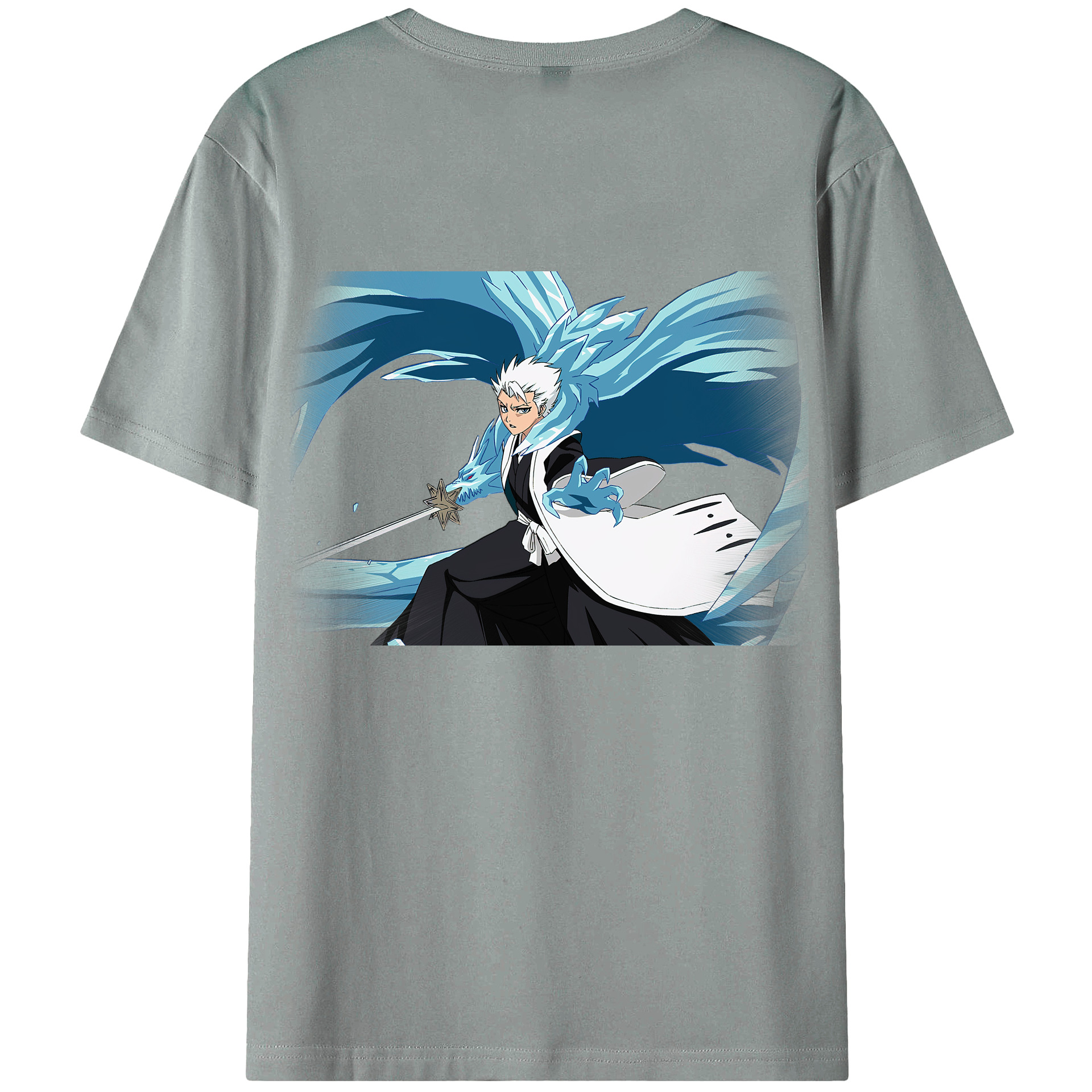 （画像用） ブリーチ 日番谷冬獅郎（ひつがや とうしろう） BLEACH Hitsugaya Toushirou 綿100％ メンズ半袖Tシャツ（バックプリント） 通気性